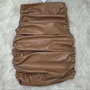 Faux leather new skirts tan